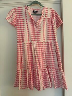Tea Collection Pink Patterned Tiered Midi Dress